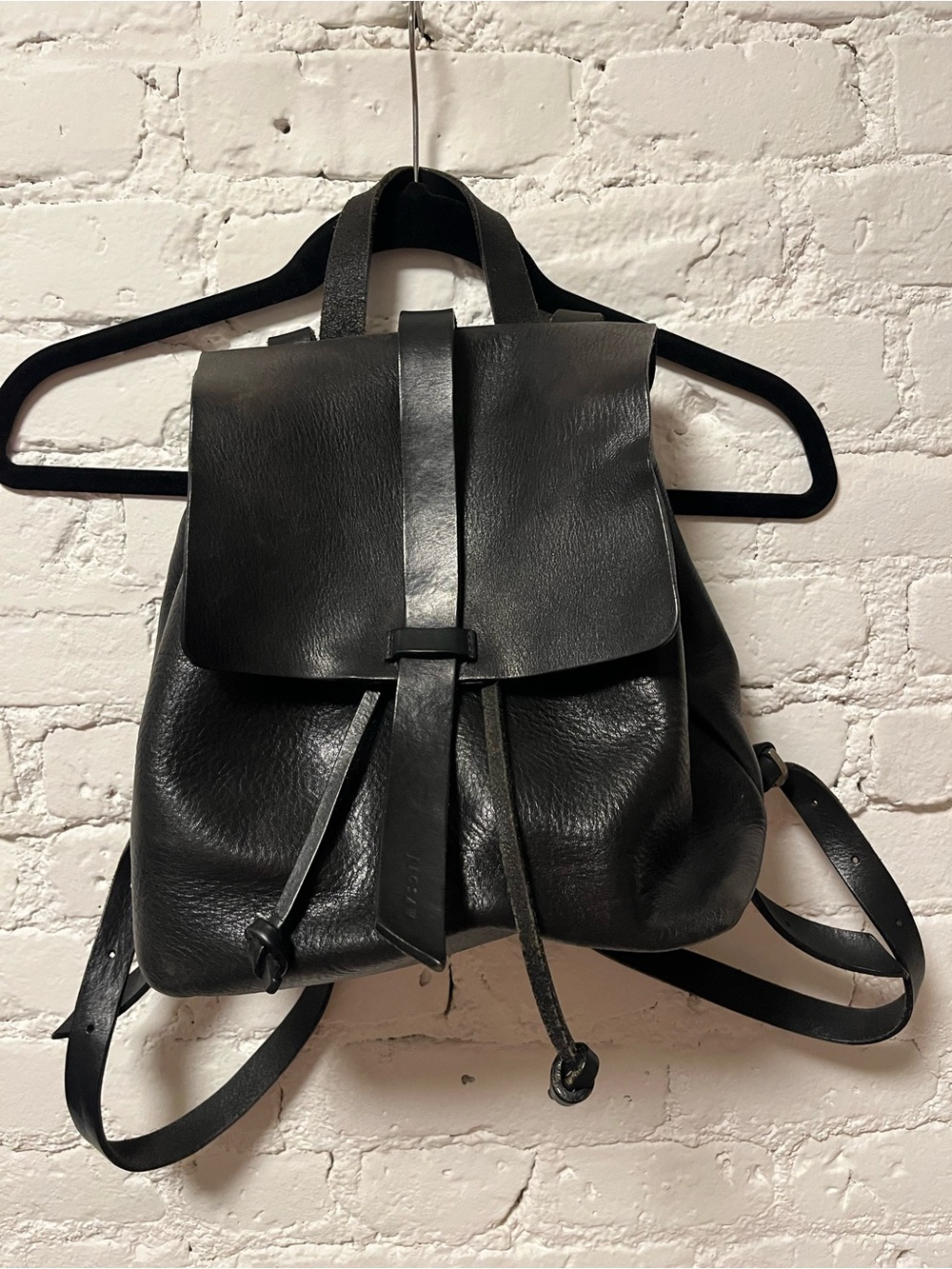 Jigsaw Black Leather Backpack